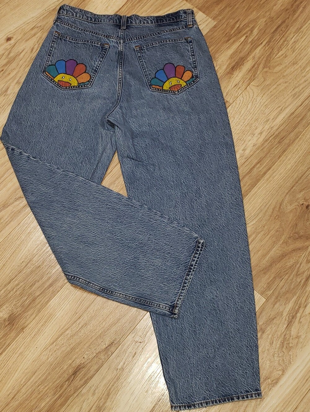 Rare Unique Abercrombie&fitch  Barrel Jeans Women 10 Relaxed  Custom Painting